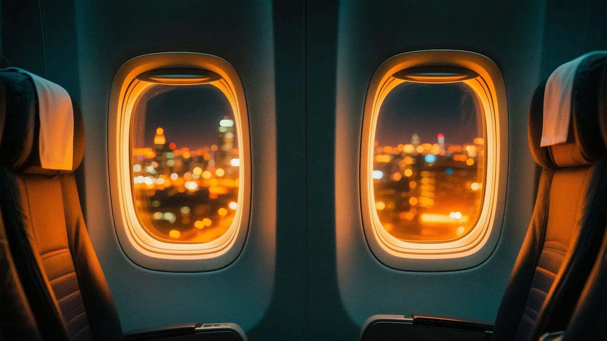 výhled ze sedadel u okýnka z letadla 