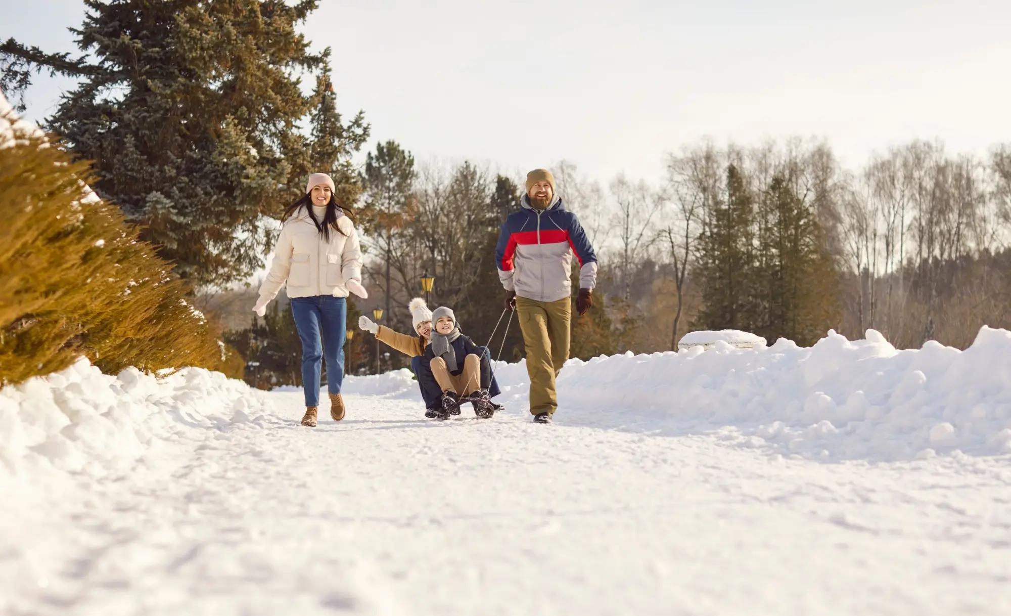 Rodina na zimní procházce