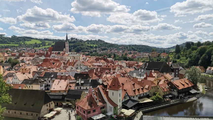 Český Krumlov nabízí nádherná panoramata.