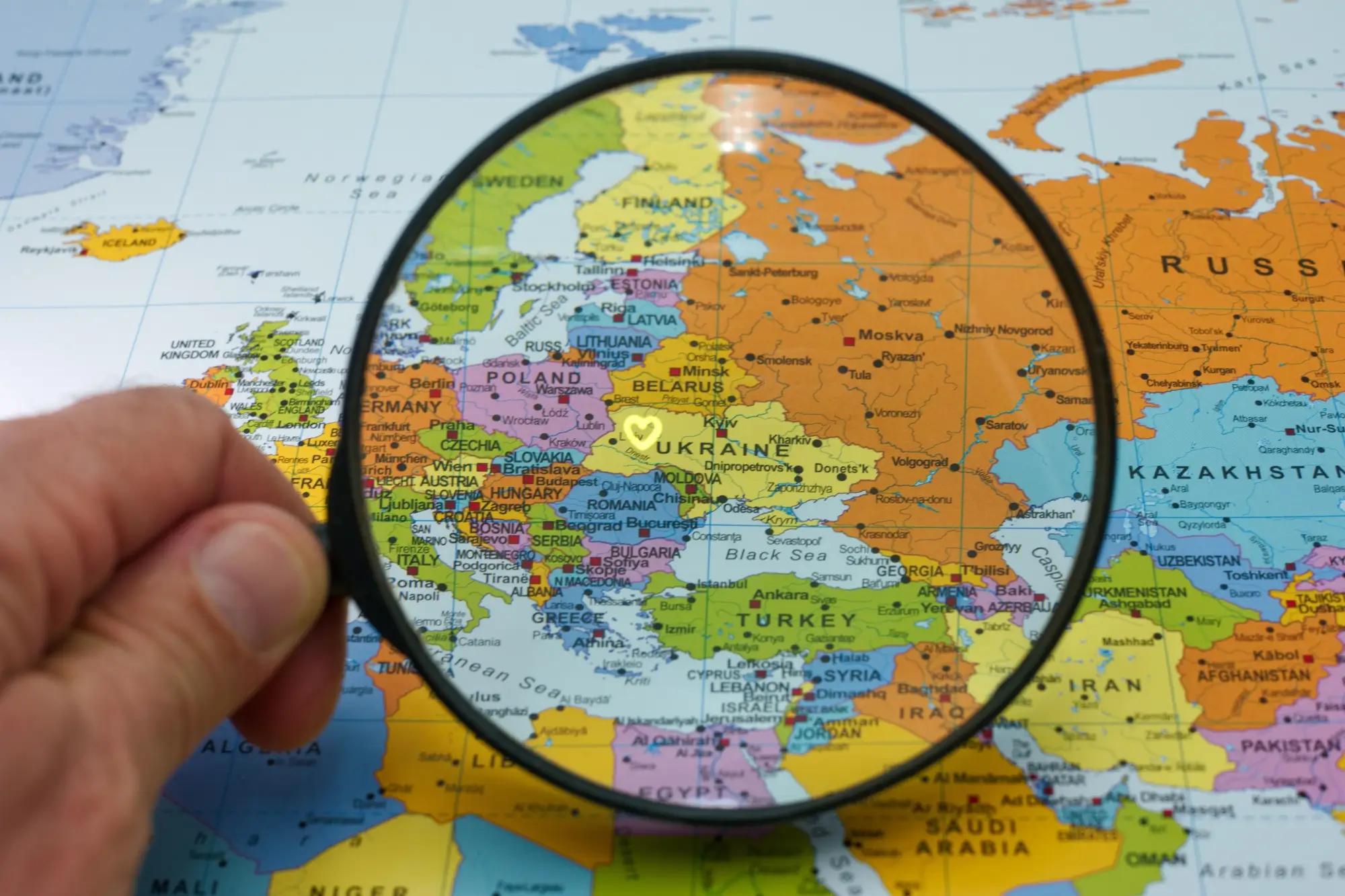 Mapa Evropy pod lupou