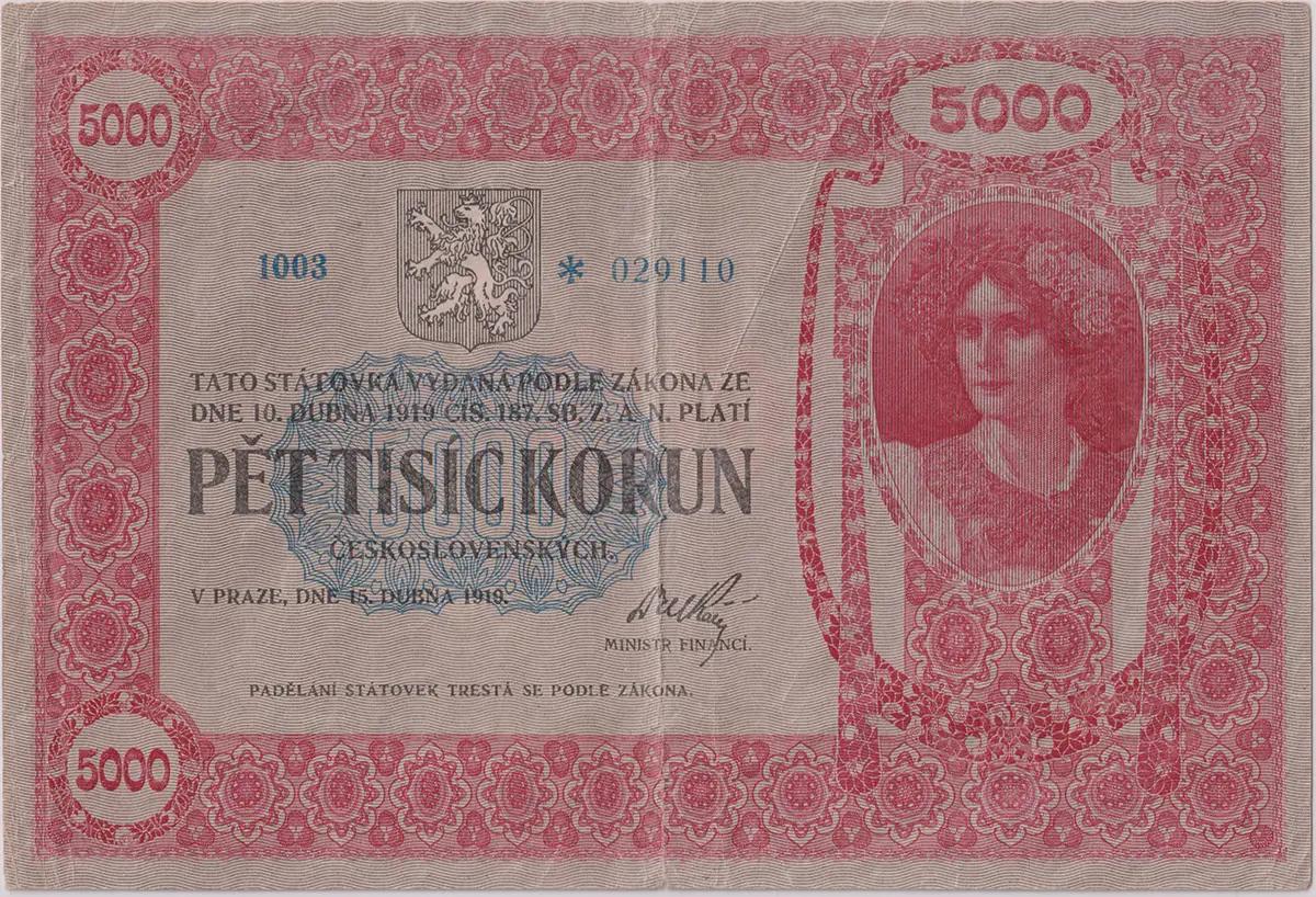 Státovka 5000 korun 1919