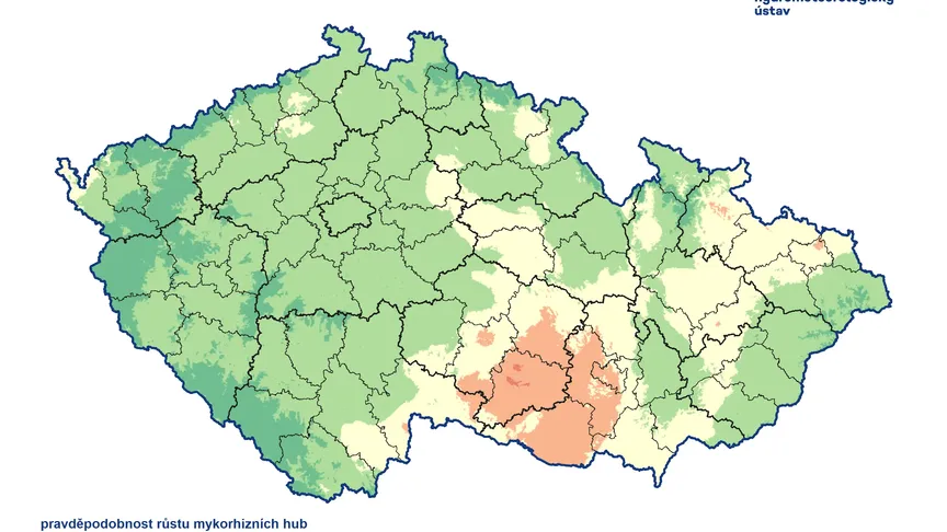 mapa pravděpodobnosti růstu hub