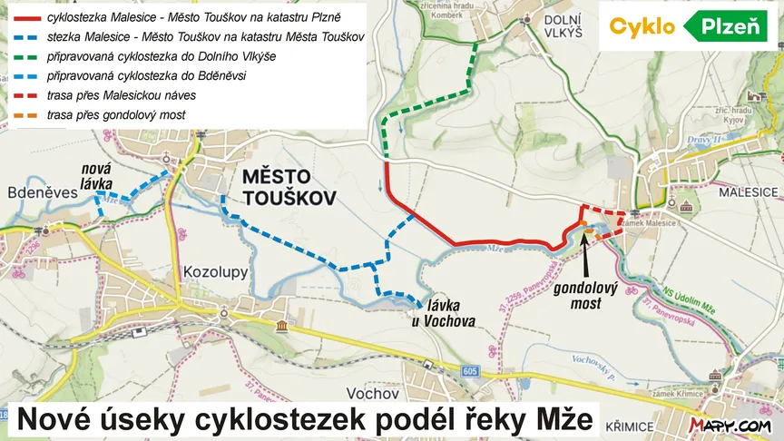 Konečně! Z Plzně do Touškova na kole bez provozu. Staví se nová stezka.