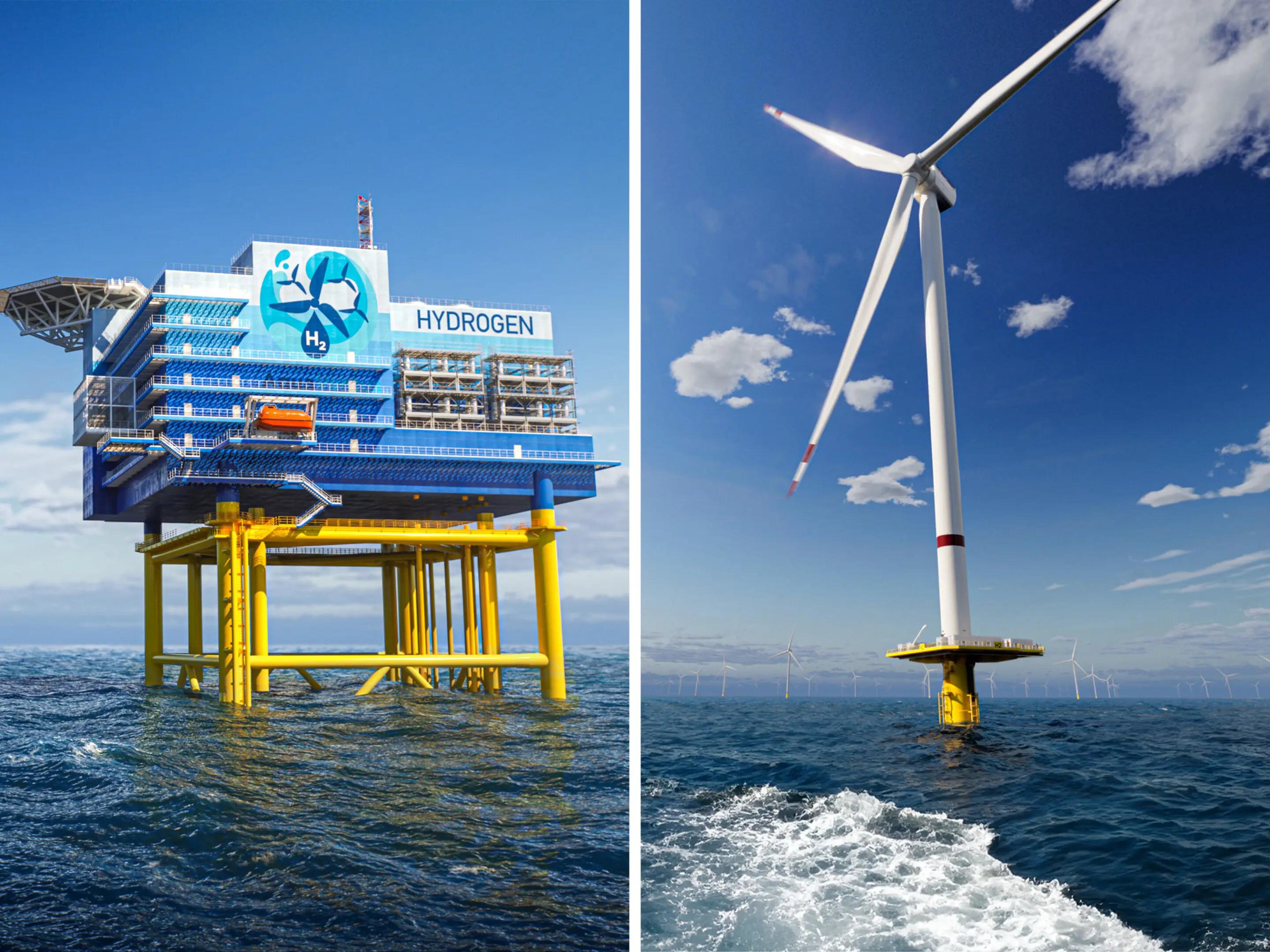 Vizualizace plošin čerpajících a vytvářejících zelený vodík